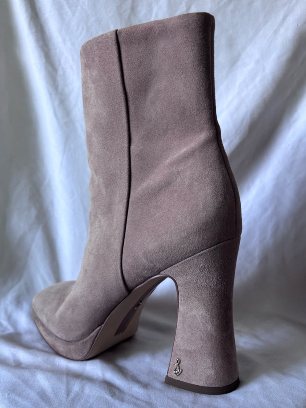 Sam Edelman Mauve Suede Sculpted Block Heel Ankle Boot